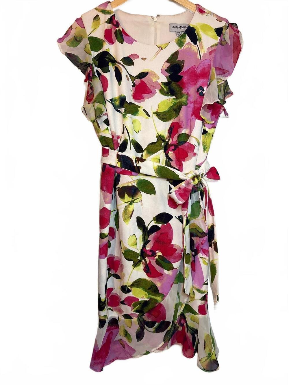 Shelby & Palmer Floral Ruffle Wrap Dress 14W